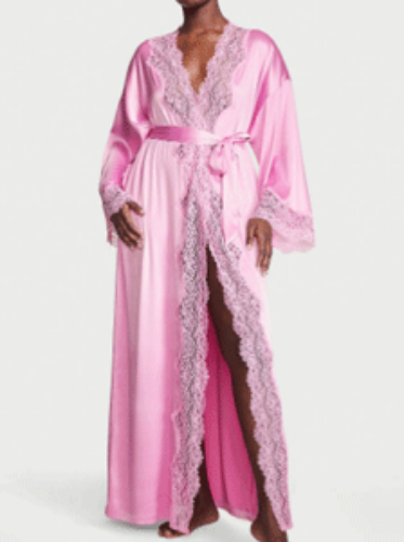 VICTORIA&#039;S SECRET Lace-Trim Satin Long Robe 11214547