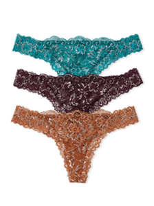 DREAM ANGELS 3-Pack Shine Lace Thong Panties 11207831