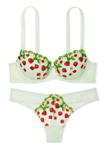 Strawberry Embroidery Lightly Lined Demi Bra